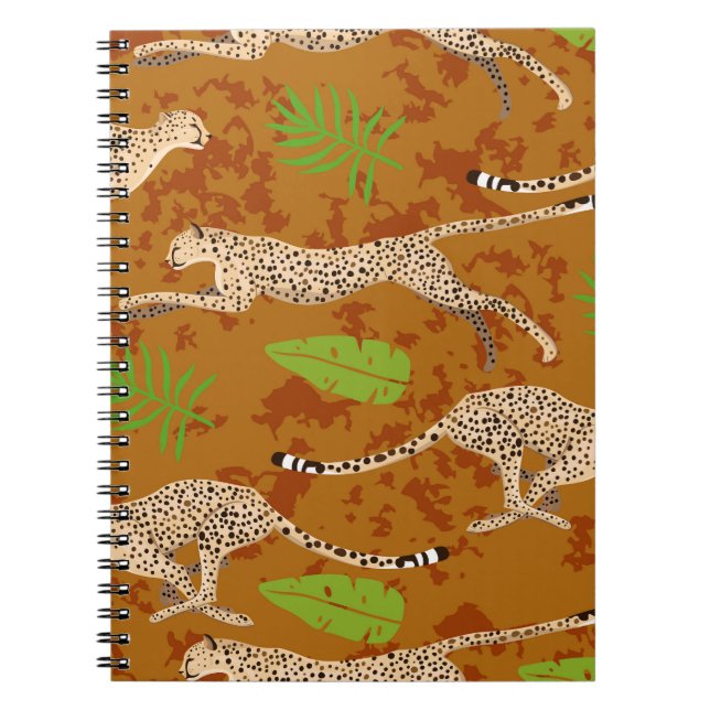 Cheetahs Lövs: Vintage Graphic Seamless Anteckningsbok (Framsidan)