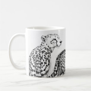 Cheetahs på den automatiskt linjeskiftsvarten & kaffemugg