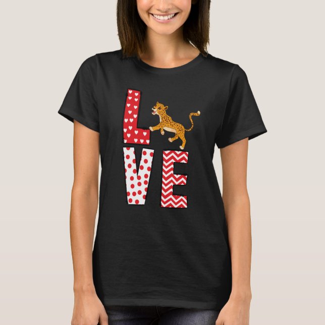 Cheetahs Valentines Day Love Valentine Cute Hearts T Shirt (Framsida)