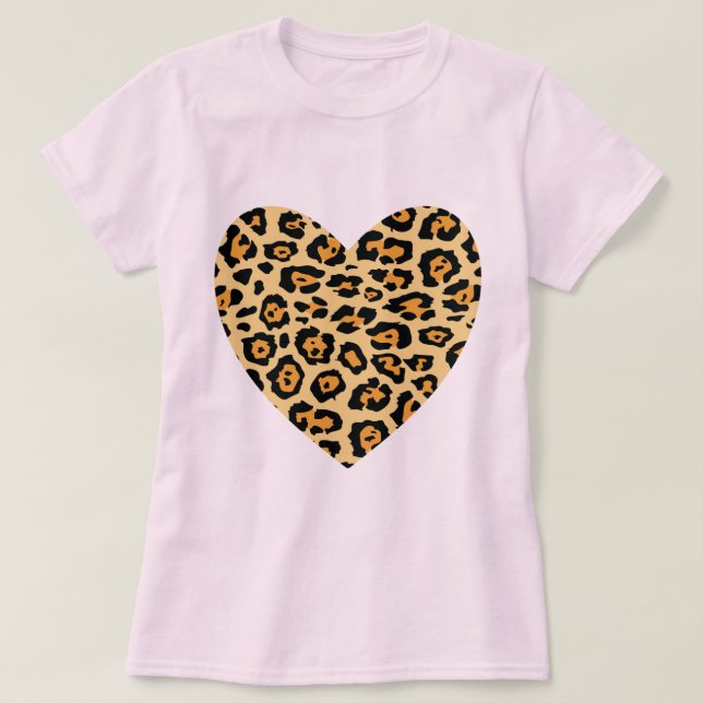 Cheetahtryckhjärta T Shirt (Design framsida)