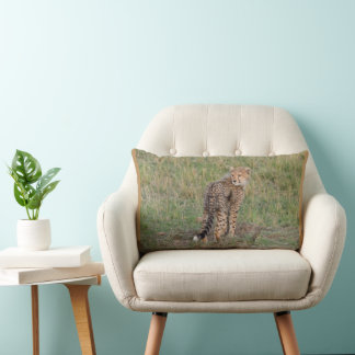 Cheetahunge och baby elefant kastkudde lumbarkudde
