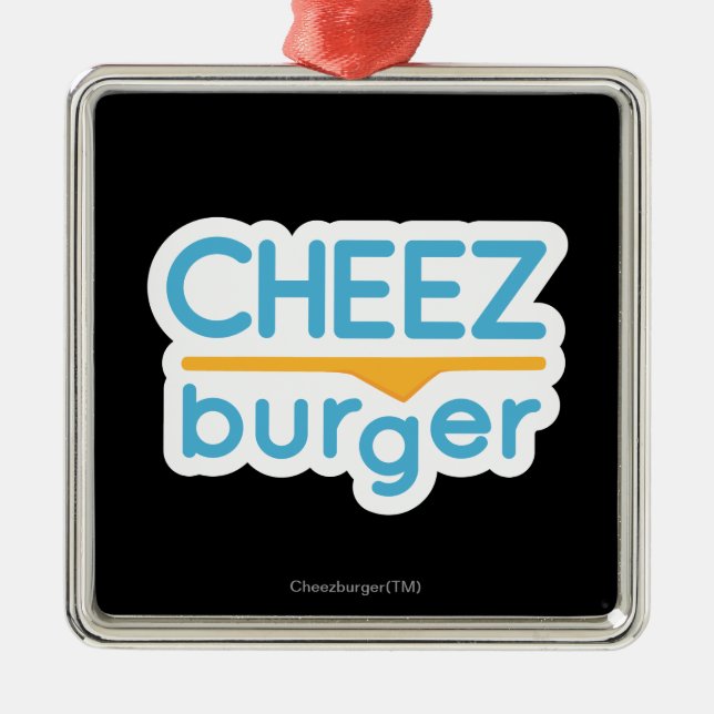 Cheezburger logotyp (färg) julgransprydnad metall (Framsidan)