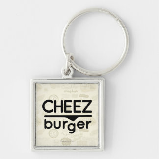 Cheezburger logotyp (svarten) fyrkantig silverfärgad nyckelring
