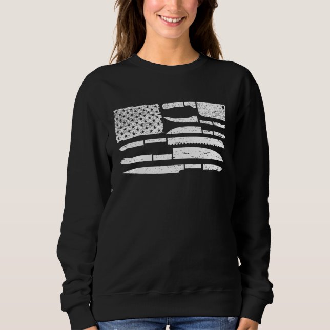 Chef American Flag Kitchen Knives Cooking Patrioti T Shirt (Framsida)
