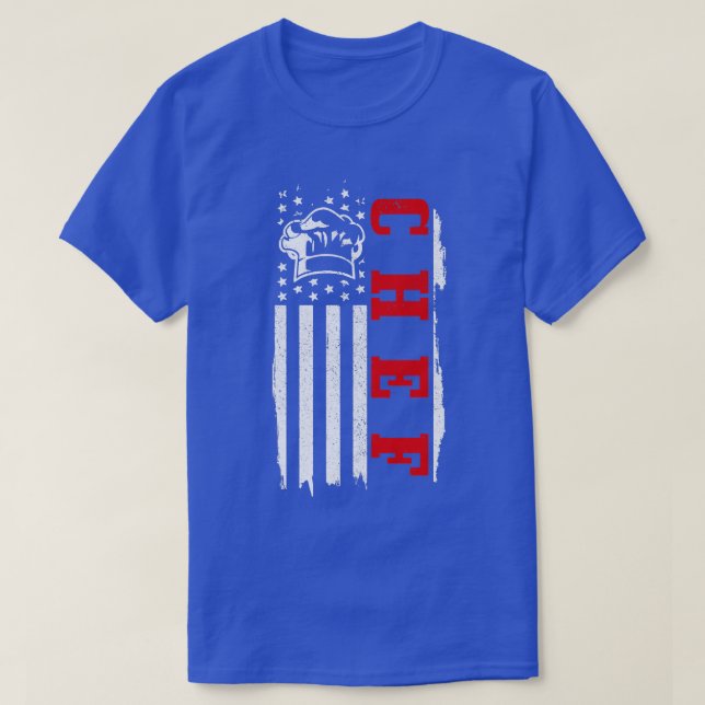 Chef American Flag Patriotic Cook Cooking BBQ Gril T Shirt (Design framsida)