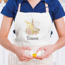 Chef Apron, rosa & vitt anpassat namn