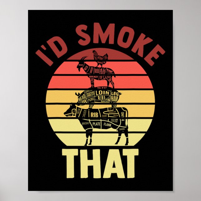 Chef att jag skulle röka den grillande Pappa Mamma Poster (Framsidan)