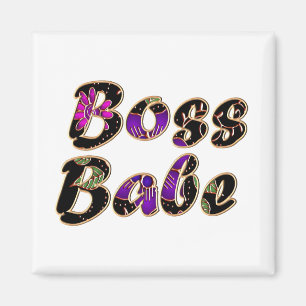 Chef Babe in Black Blommigt Magnet