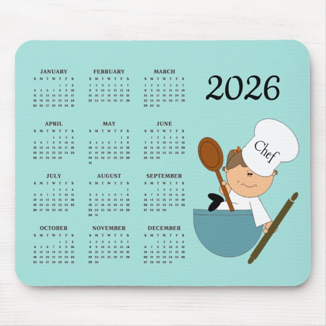 Chef Baker Design 2026 Kalender Musmattor (Framsidan)