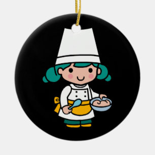 Chef/ Baker Girl i Apron matlagning Julgransprydnad Keramik