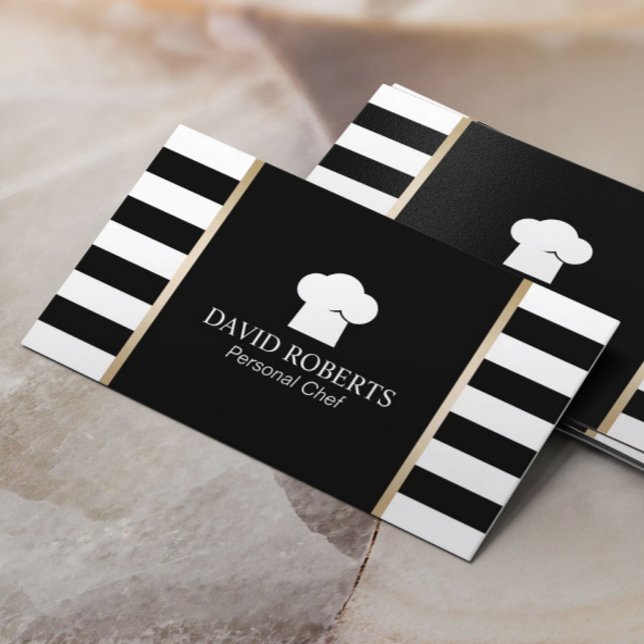 Chef Bakery Catering Modern Black & White Rand Visitkort (Skapare uppladdad)