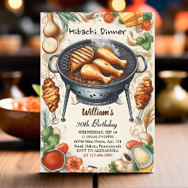 Chef Bbq Japanska Sushi Hibachi 30års födelsedag Inbjudningar