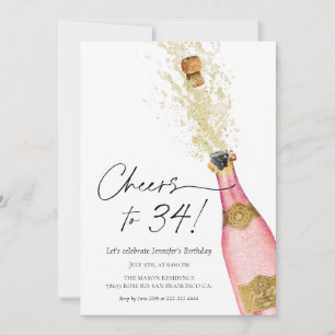 Chef Birthday Rosa och Guld Photo Inbjudningar