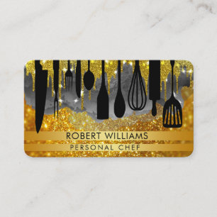 Chef Black Guld Catering Kitchen Verktyg Personal Visitkort