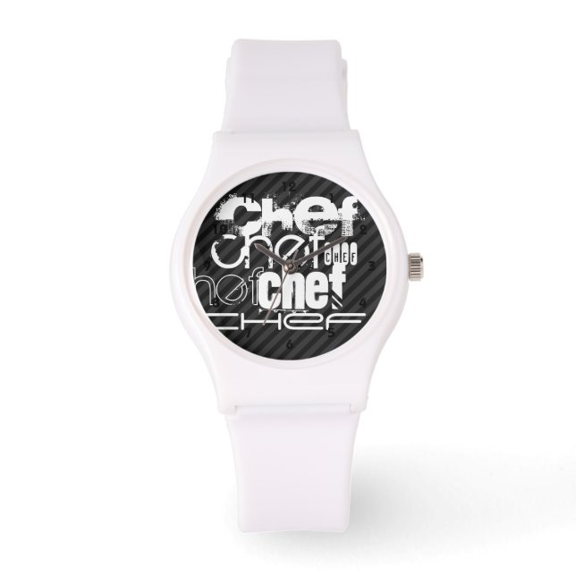 Chef; Black & Mörk Grått Rand Armbandsur (Framsida)