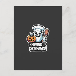 Chef Boo – Spooky Cute Halloween Ghost Spoon Inbjudan Vykort