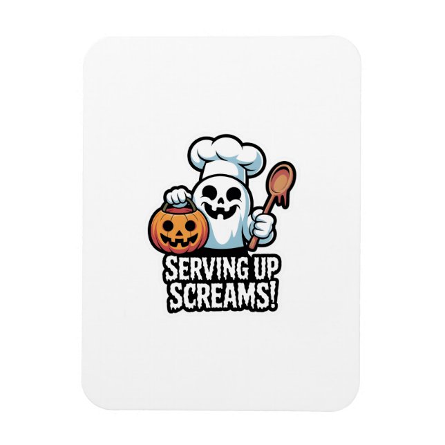 Chef Boo – Spooky Cute Halloween Ghost Spoon Magnet (Vertikal)