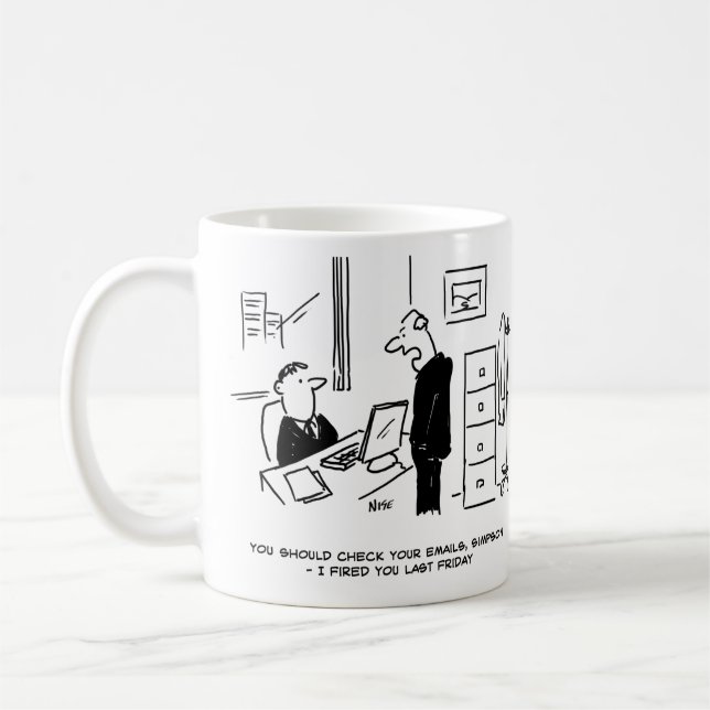 Chef bränner en Office-anställd med e-post Kaffemugg (Vänster)