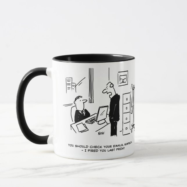 Chef bränner en Office-anställd med e-post Mugg (Vänster)