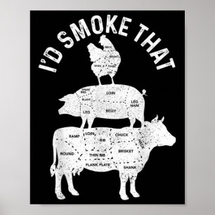 Chef Butcher Bbq ID Smoke that Gris Beef FUNNY Tjo Poster