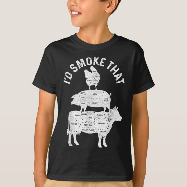 Chef Butcher Bbq ID Smoke that Gris Beef FUNNY Tjo T Shirt (Framsida)