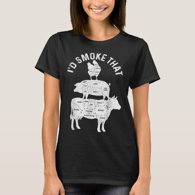 Chef Butcher Bbq ID Smoke that Gris Beef FUNNY Tjo T Shirt (Framsida)