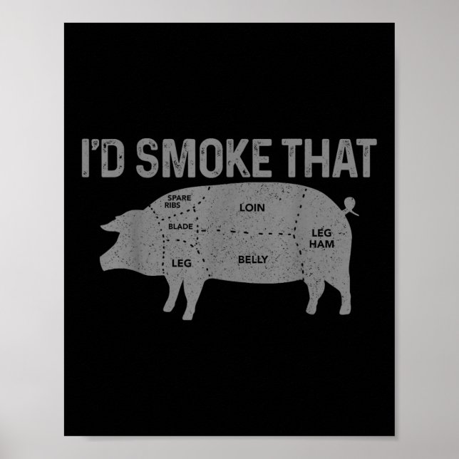 Chef Butcher Bbq ID Smoke that Gris Gris Funny Fat Poster (Framsidan)