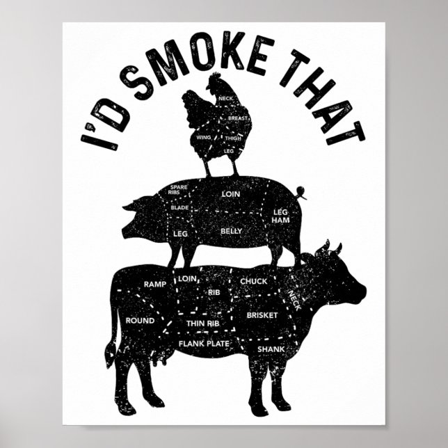 Chef Butcher Bbq.. jag skulle röka det där Gris-nö Poster (Framsidan)