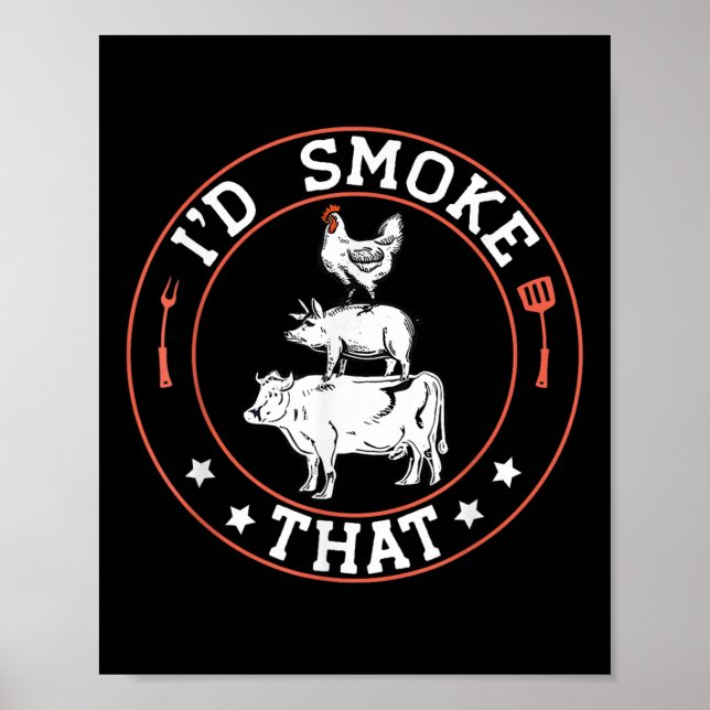 Chef Butcher Bbq Smoker ID Smoke that Barbecue Pit Poster (Framsidan)