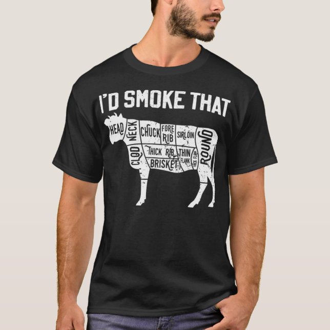 Chef Butcher Cook BBQ Id Smoke That Cow Beef dinos T Shirt (Framsida)