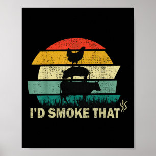 Chef Butcher Cook Bbq ID Smoke that Cow Beef Funny Poster