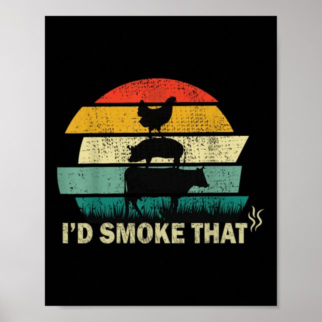 Chef Butcher Cook Bbq ID Smoke that Cow Beef Funny Poster (Framsidan)