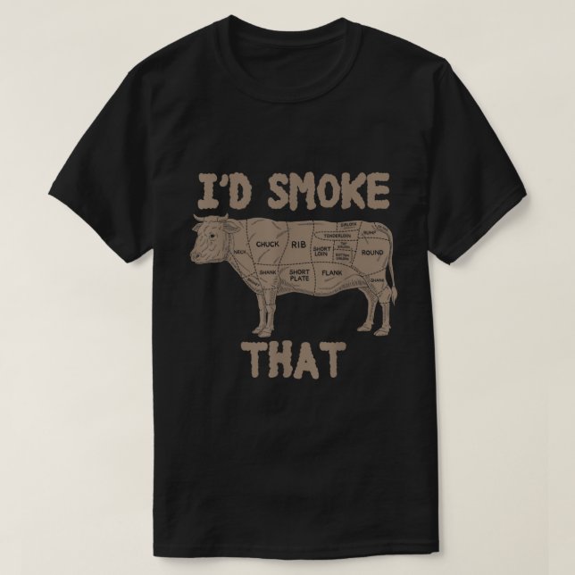 Chef Butcher Cook Bbq... jag skulle röka den där k T Shirt (Design framsida)