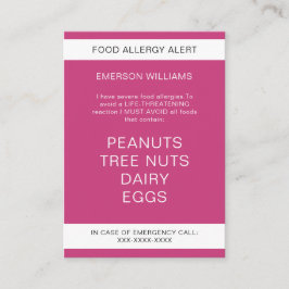 Chef Card för Personlig av livsmedelsallergi Visitkort