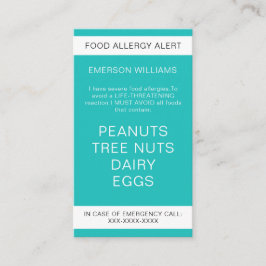 Chef Card för Personlig av livsmedelsallergi Visitkort
