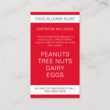 Chef Card-Personlig för Red Food Allergy Alert