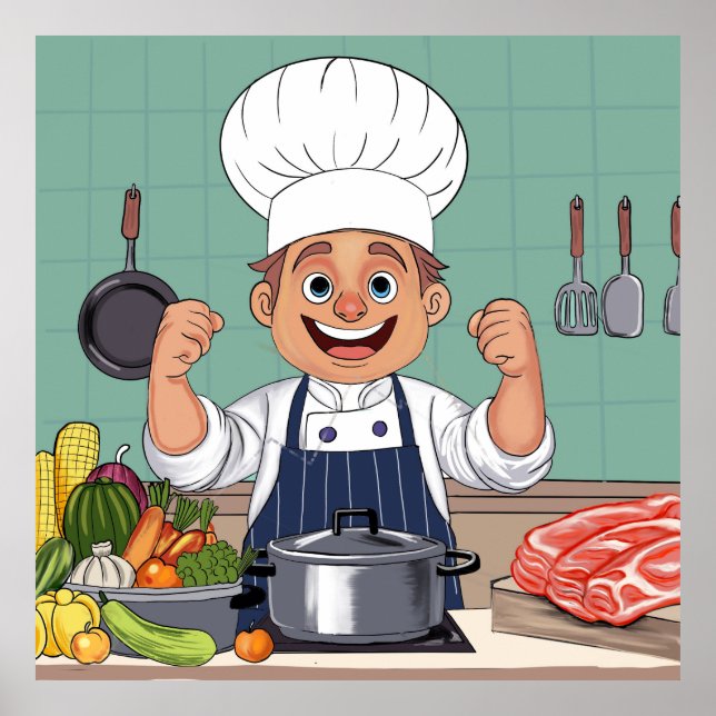 Chef cartoon procreate hand drawing  poster (Framsidan)