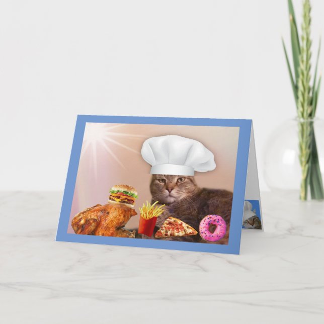 Chef Cat Banquet Birthday Kort (Framsida)