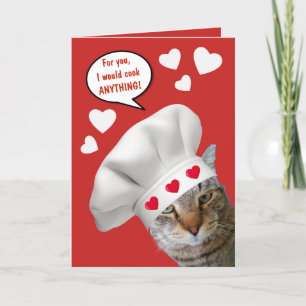 Chef Cat Funny Valentine Day Helgkort