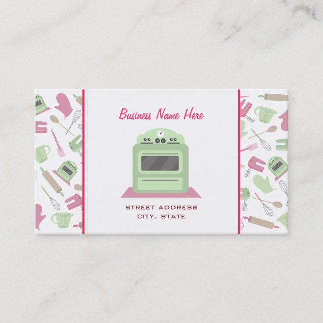 Chef Caterer Affärskort - Köket Mönster Visitkort (Framsida)