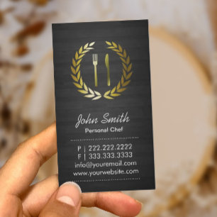 Chef Catering Classy Wood Guld Logotyp Visitkort