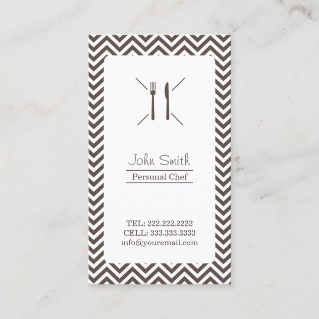Chef Catering Plain Brown Chevron Rand Visitkort (Framsida)