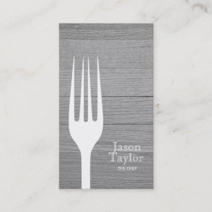 Chef Catering Restaurant Food Fork Logotyp Grått W Visitkort