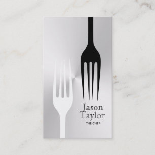 Chef Catering Restaurant Food Fork Steel Silver Visitkort