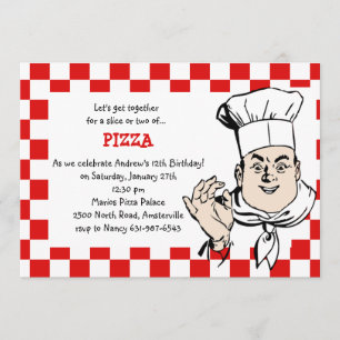 Chef checkar Födelsedagsfest inbjudan