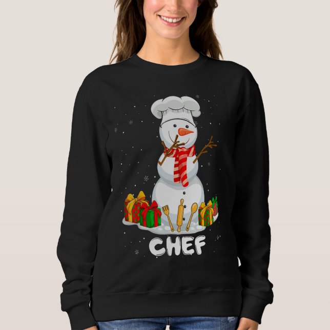 Chef Christmas Funny Snowman Xmas Holiday Pajamas T Shirt (Framsida)