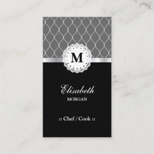 Chef/Cook - Elegant Black Snöre Mönster Visitkort