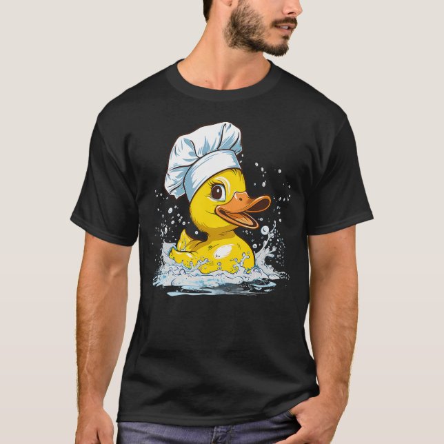 Chef Cook Rubber Duck Food Animal Splash T Shirt (Framsida)