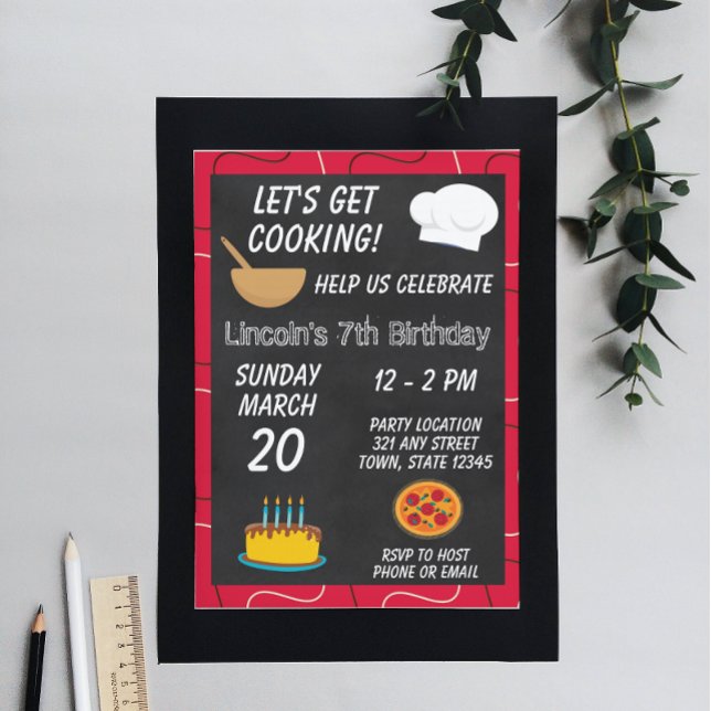 Chef Cooking Birthday-inbjudan Inbjudningar (Skapare uppladdad)