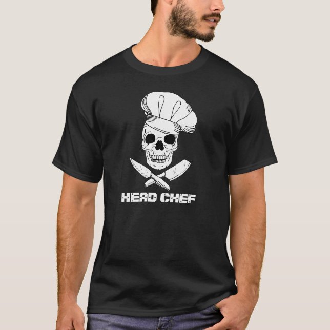 Chef Coola Skeleton i Chef Hat Design T Shirt (Framsida)